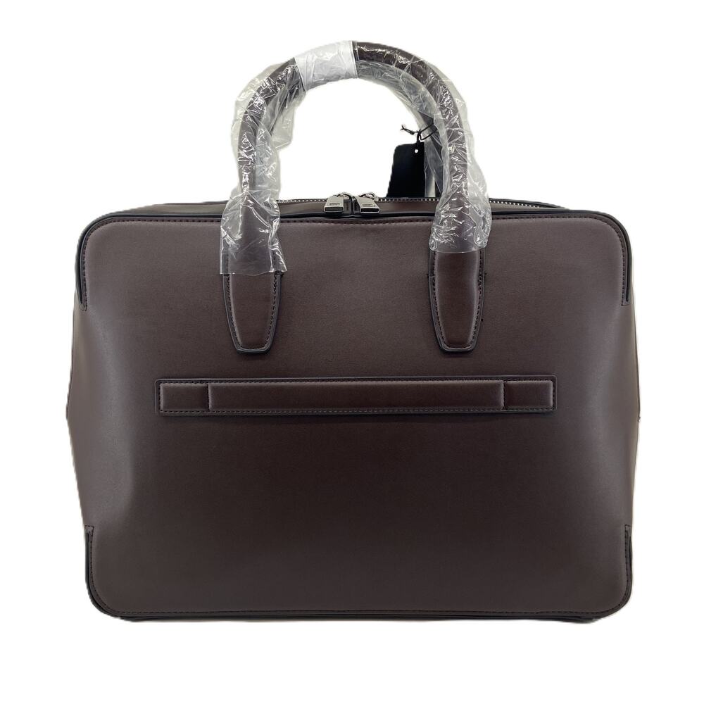 Alfani Messenger Bag Adjustable Cross Body Strap Faux Leather Brown NEW - Picture 2 of 8